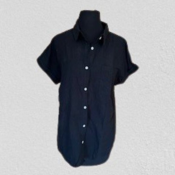 Boutique Tops - Black Button Down Short Sleeve  T63026M  NWT Boutique